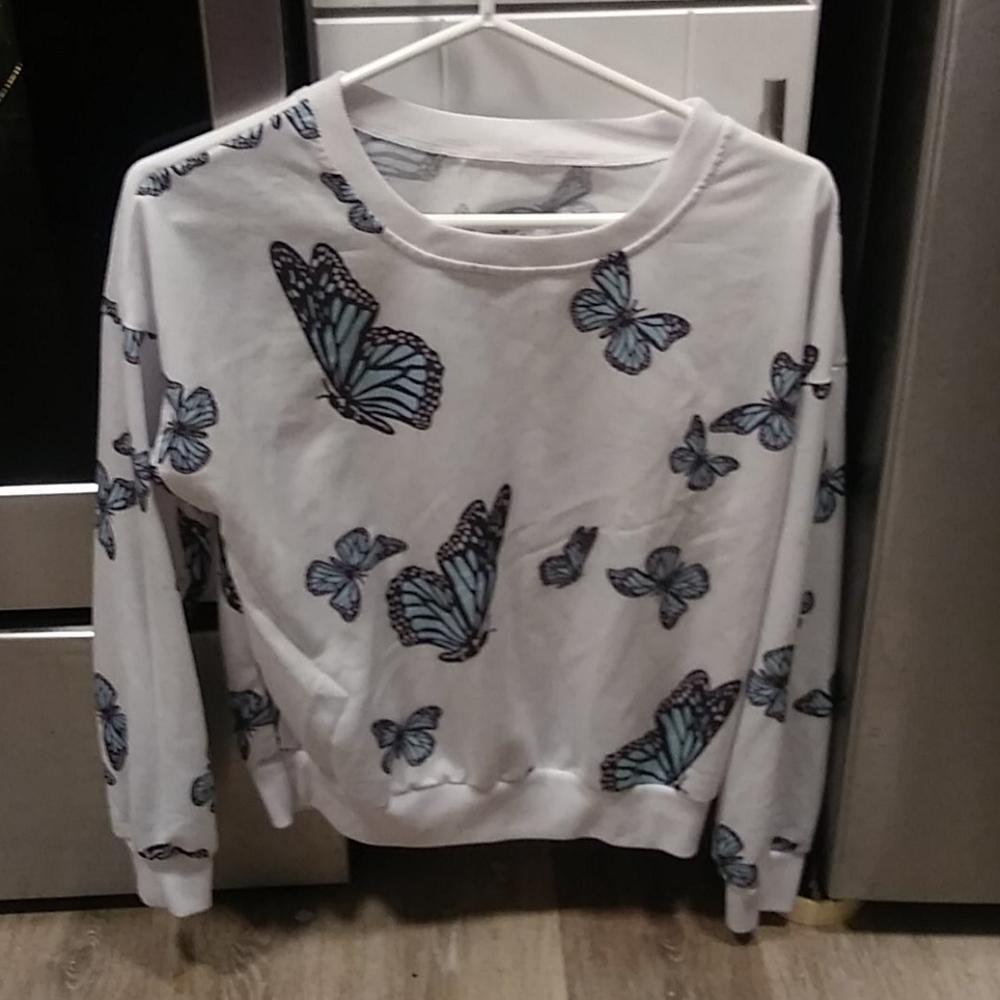 White butterfly sweater